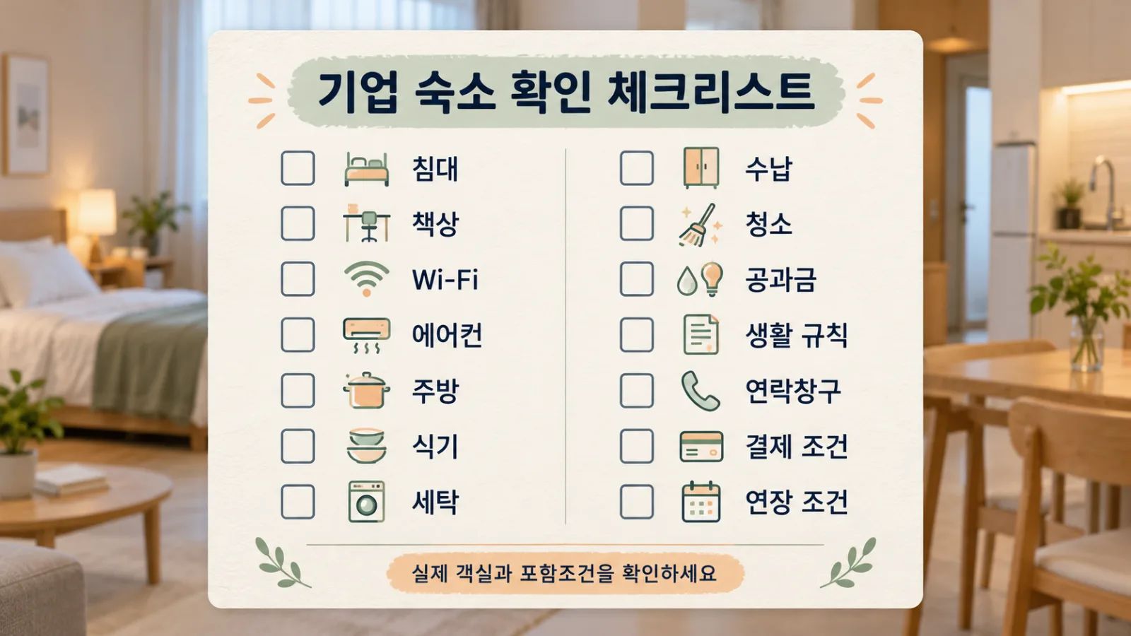 “도쿄 corporate furnished apartment 체크리스트”.