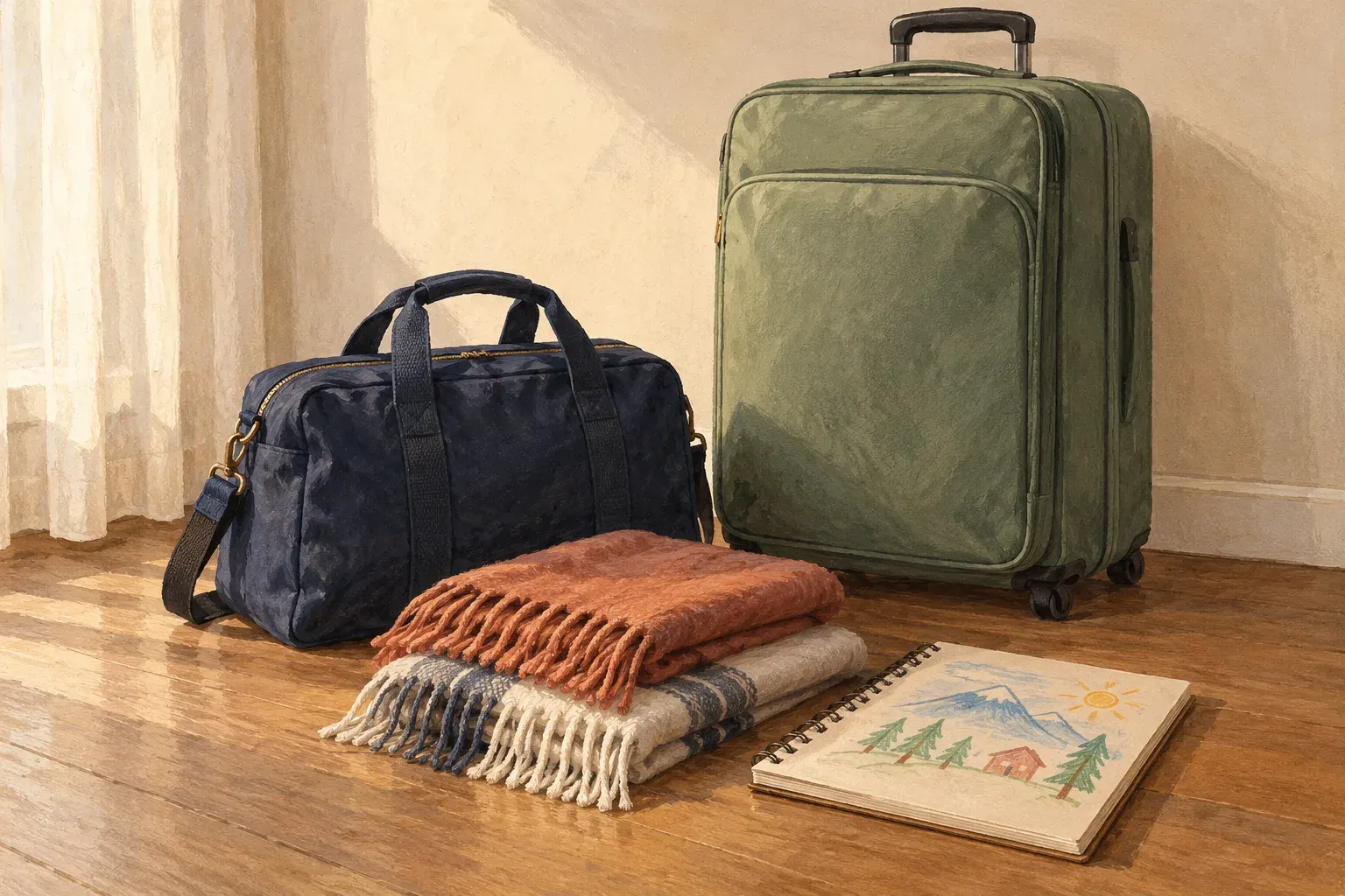 A small bag prepared for a short trip during a longer stay.