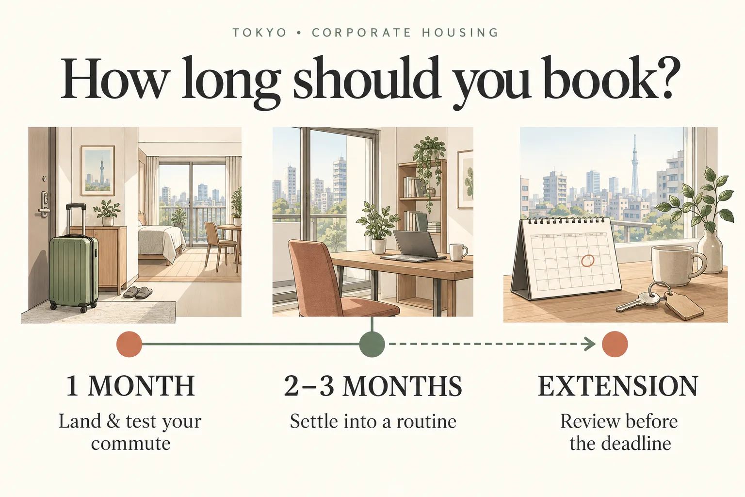 Corporate housing length for a Tokyo assignment