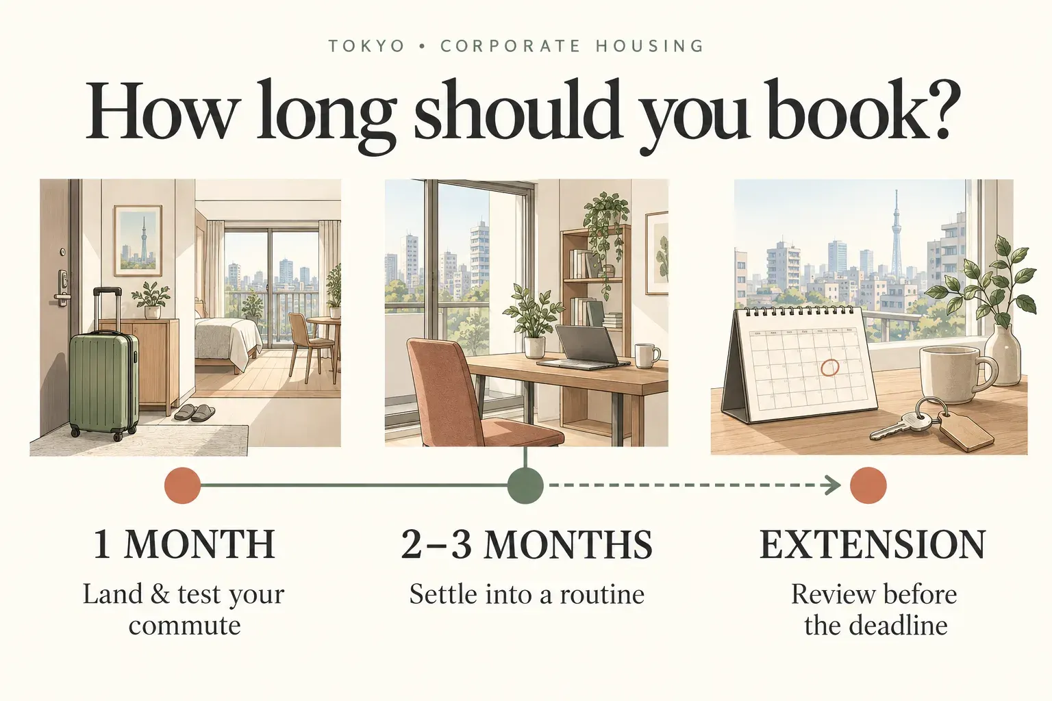 Corporate housing length for a Tokyo assignment