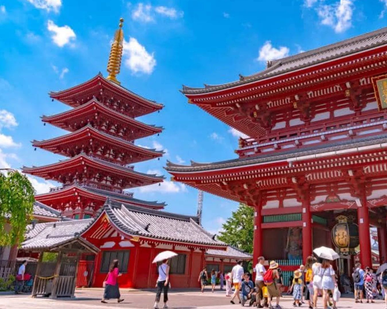 Visitors moving around the incense area in front of Senso-ji’s main hall in Asakusa.