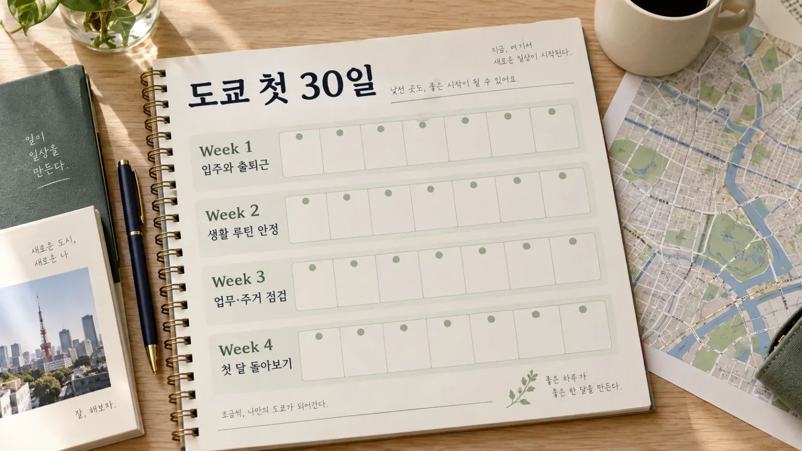 “도쿄 해외 신입사원 첫 30일 계획”.