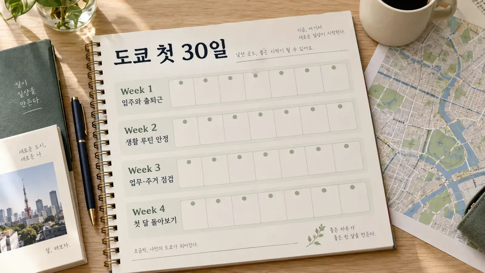 “도쿄 해외 신입사원 첫 30일 계획”.
