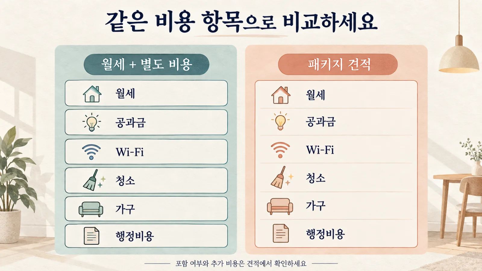 “도쿄 아파트 표시 월세와 총비용 비교”.