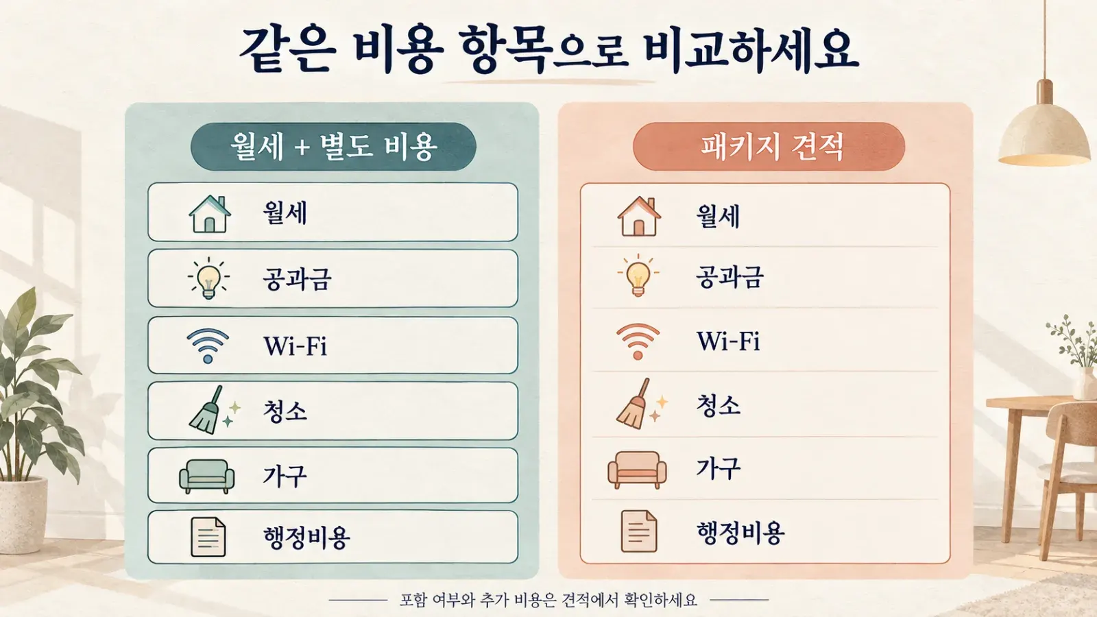 “도쿄 아파트 표시 월세와 총비용 비교”.