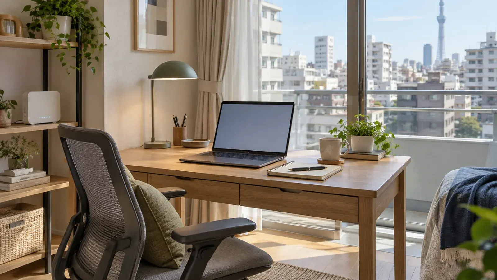 “Workspace and Wi-Fi in a Tokyo long-stay apartment”.