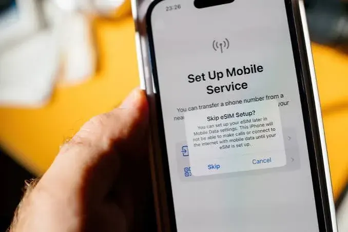A smartphone eSIM settings screen prepared before using mobile data in Tokyo.